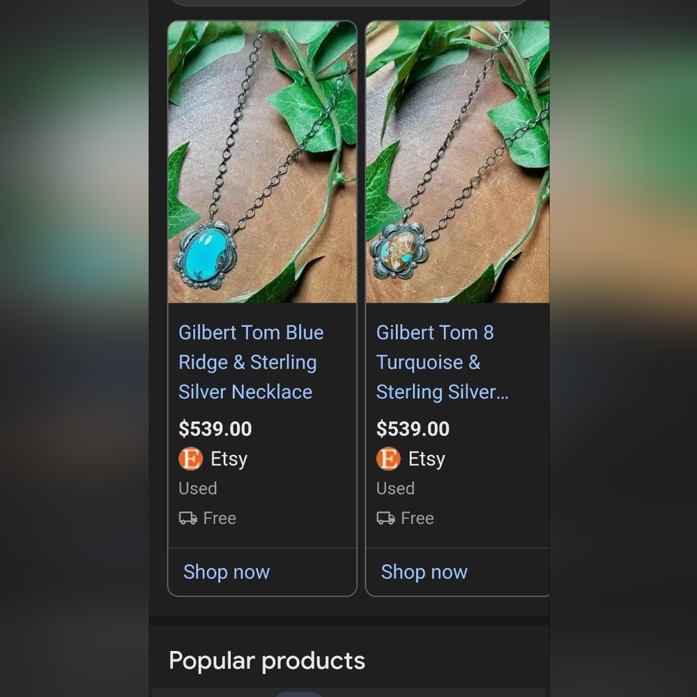 Gilbert Tom (Navajo) Pendant Necklace, Turquoise - Picture 5 of 5